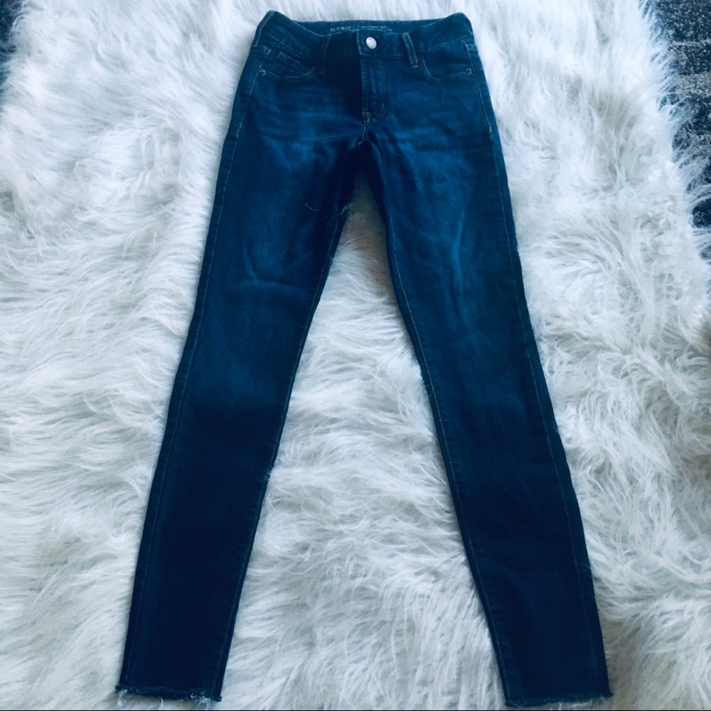 Old Navy Womens Size 0 Rockstar Mid-rise Raw Hem